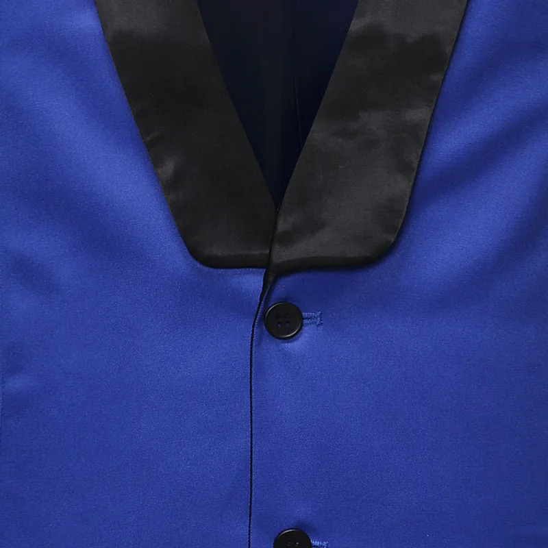 Королевский синий костюм жилет мужской 2020 мода шаль воротник Slim Fit без рукавов