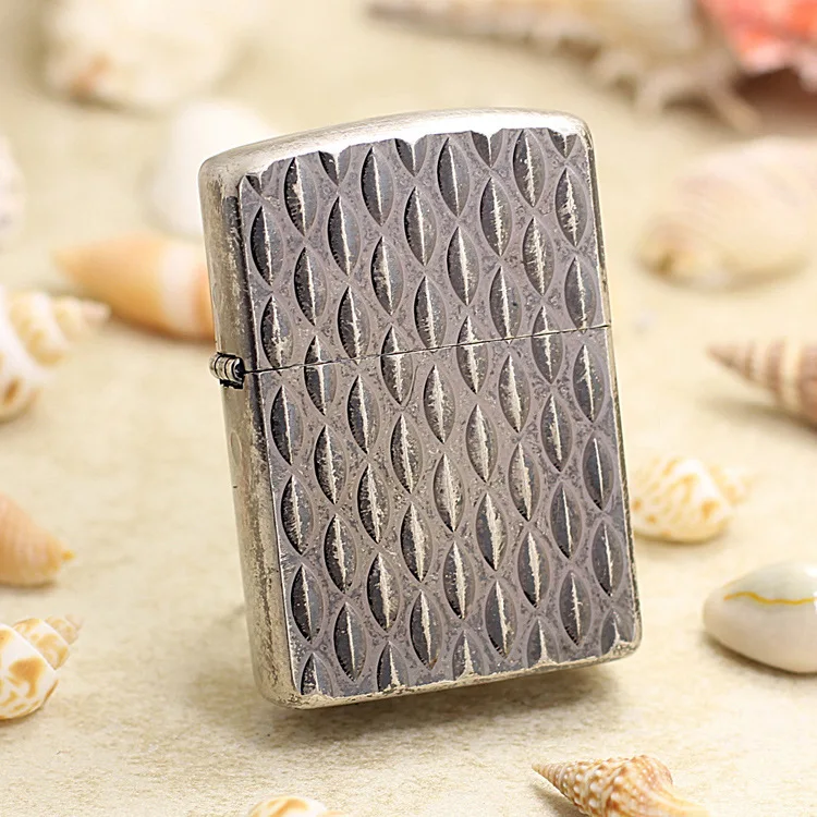 

Genuine Zippo oil lighter copper windproof Old Silver Oval 3D cigarette Kerosene lighters Gift With anti-counterfeiting code