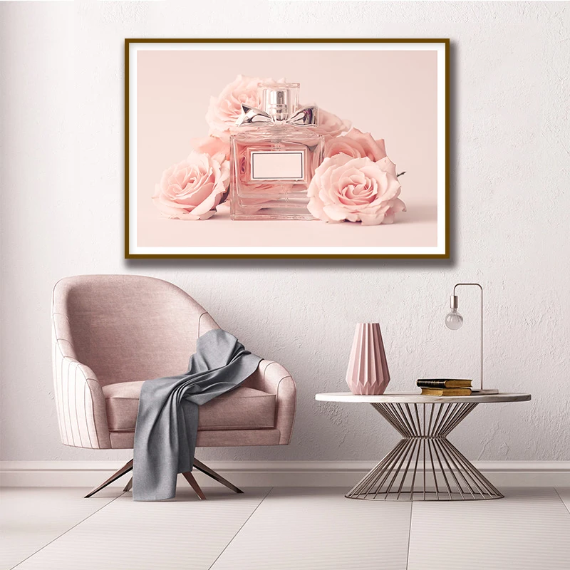 Розовые цветы живопись поп-арт Северный, скандинавский плакат настенный отпечатанная на холсте картина картины для девочек спальня Мода Декор