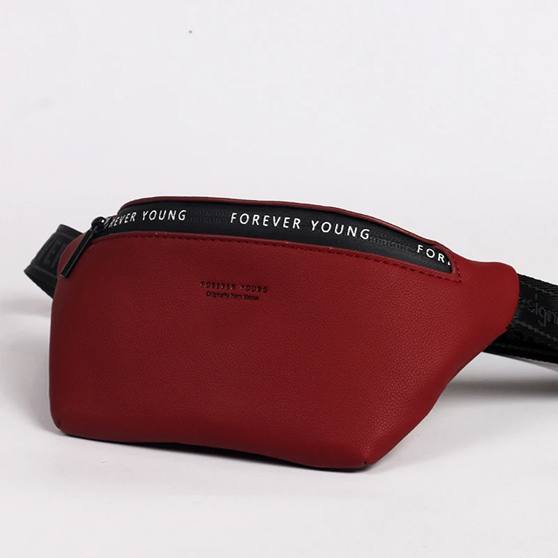 Wine red waist bag Женская поясная сумка из искусственной кожи, Большая вместительная поясная сумка, модная женская нагрудная сумка через плечо, Высококачественная кожаная поясная сумка, поясная сумка - Цвет: Wine red waist bag