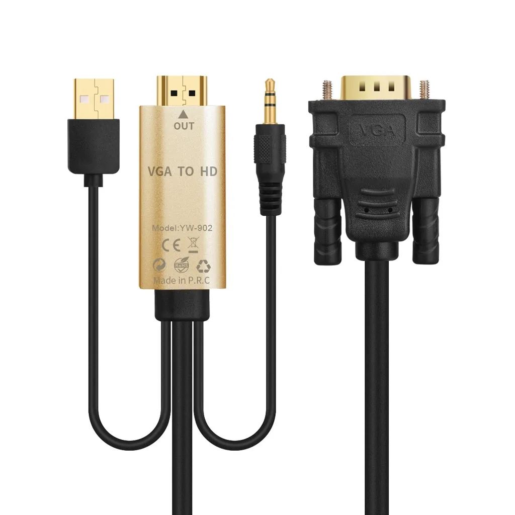 Ouhaobin 1080P VGA папа к HDMI папа видео адаптер кабель конвертер с 3,5 мм Jack HDMI кабель