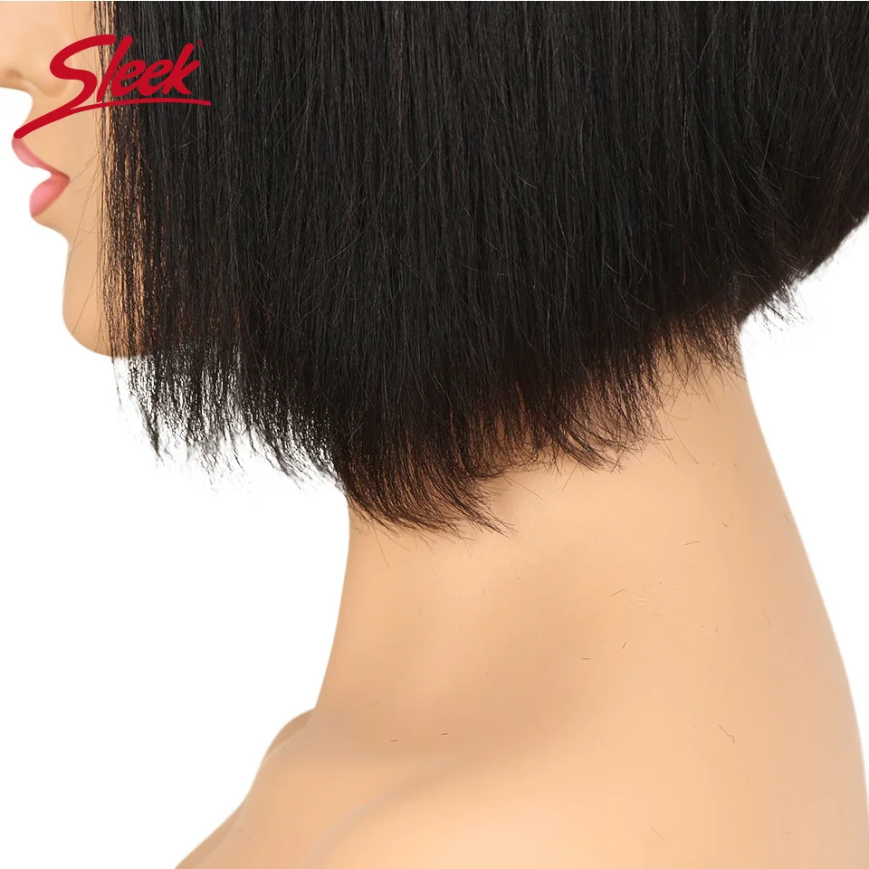 Sleek Bob Wig Short Human Hair Wigs 100% Remy Brazilian Hair Wigs U Part Lace Wigs Straight Hair Real Natural Color Lace Wigs