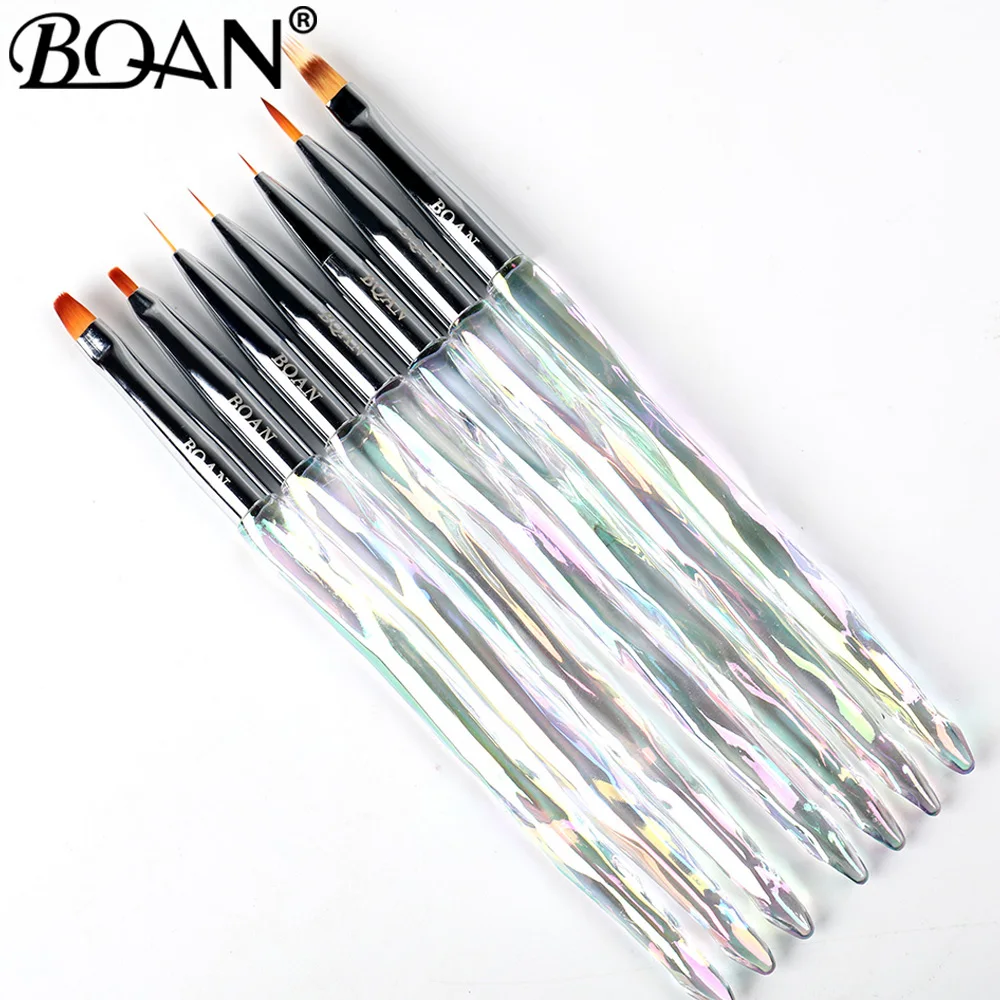 BQAN Rainbow Transparent Diamond Gradient Nail Brush Nail Art Brush Line Painting Brushes Crystal Acrylic Thin Liner Drawing Pen 4