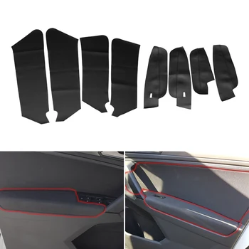 

8pcs Car Interior Door Panel Guard + Door Armrest Panel Microfiber Leather Cover Trim For VW Tiguan L 2017 2018 2019