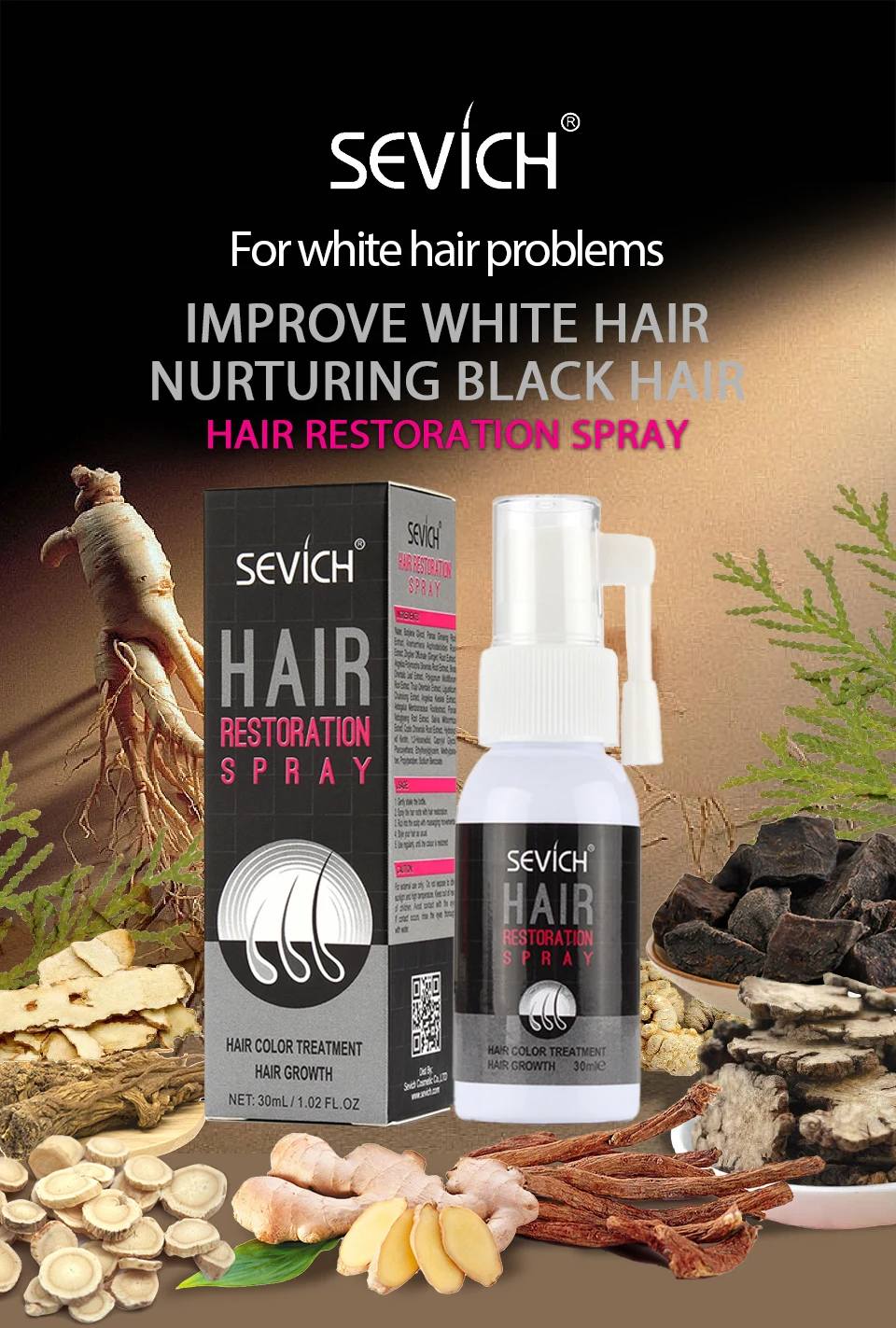 Sevich Hair Growth Spray Grey Hair Treatment Restoration Black Hair Anti Hair Loss White Hair Repair Serum Hair Loss Product Sevich Hair Growth Spray Grey Hair Treatment Restoration Black Hair Anti Hair Loss White Hair Repair Serum Hair Loss Product