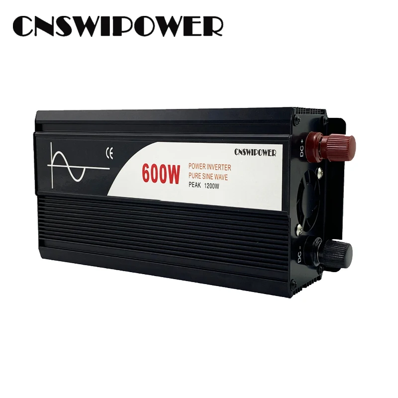 600 Вт Чистая синусоида солнечный инвертор переменного тока DC 12V 24V 48V к переменному току 110V 220V(Пиковый 1200 Вт