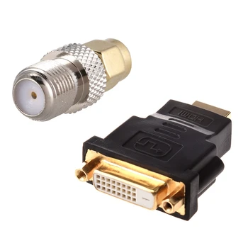 

HDMI to DVI Adapter /Gold Plated Connector (Male to Female) & RF Coaxial Coax Adapter SMA Male to F Female,Silver