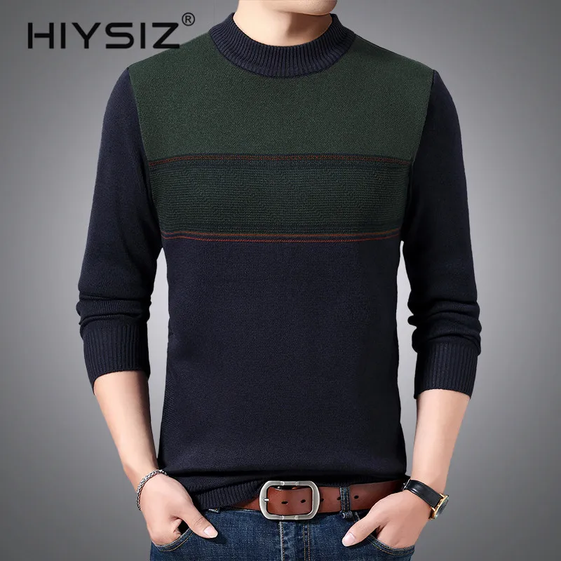 90% OFF HIYSIZ Brand 2019 Casual Men sweater Streetwear Winter Knitted pull Sweater Men Fashion O-Neck Pull Homme Stripe Clothes H3020