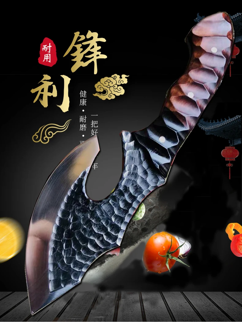 Tanie Wytrzymała maszyna do cięcia kości, tasak do mięsa, maszyna do cięcia kości ze stali węglowej, chiński nóż do kości szefa kuchni wielofunkcyjna kuchnia domowa