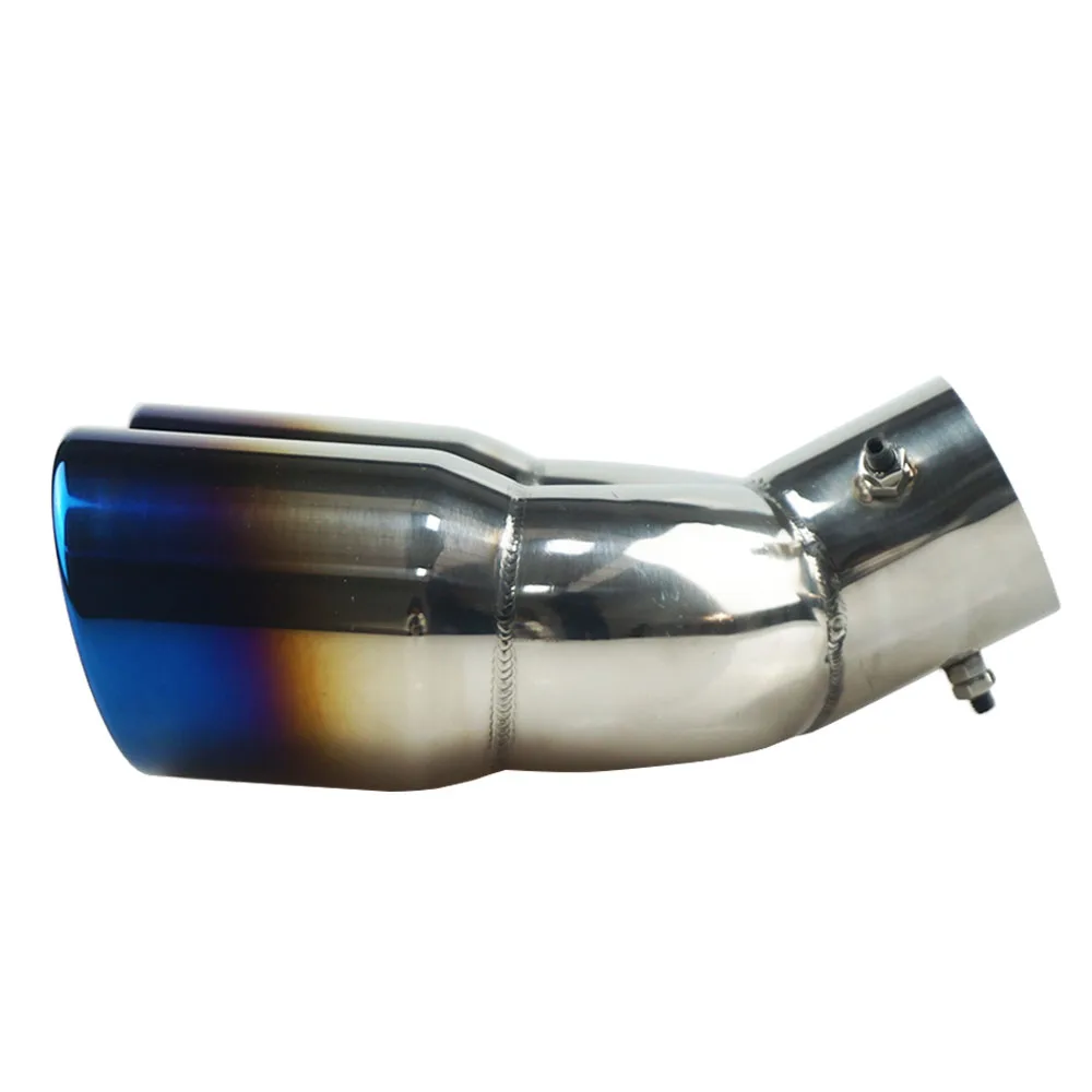 Universal Exhaust Pipe Bending Muffler Stainless Steel Tail Pipe Dual Outlet Nozzle Curved Throat Modification Car Accessories