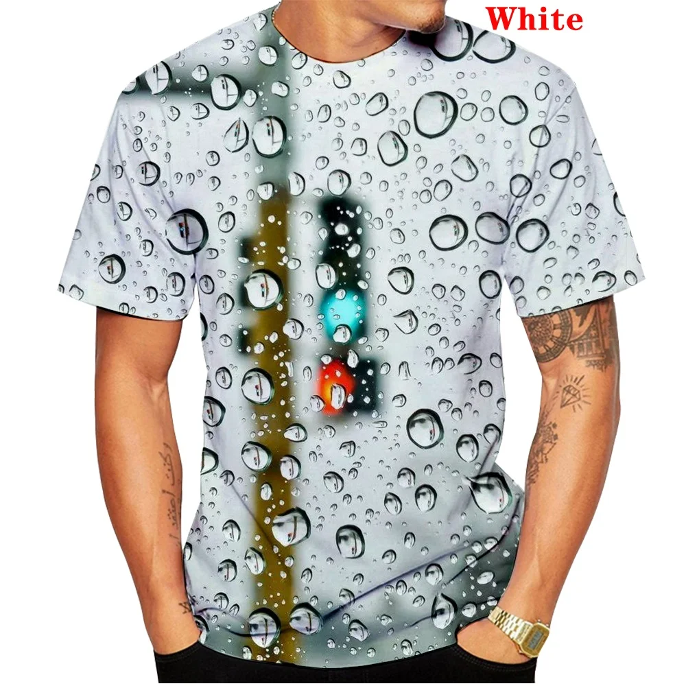 

Summer fashion Men's Short Sleeve 3D Printing T-shirt Raindrop Pattern T-shirt Men's Casual Short Sleeve T-Shirt Tops