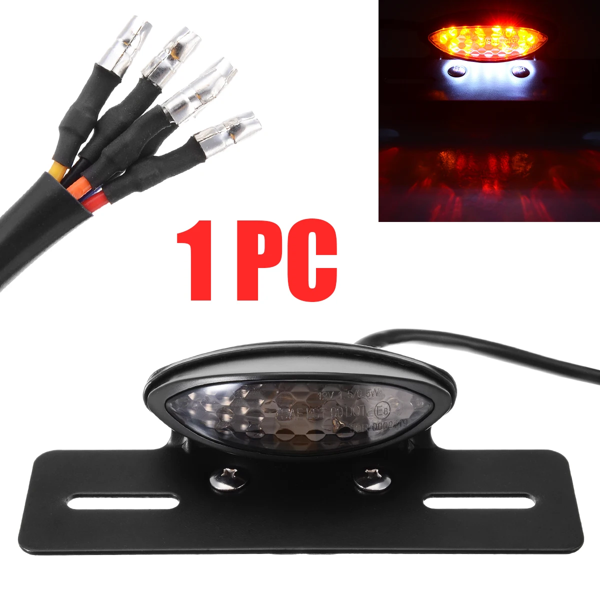 Motorcycle Bobber LED Tail Brake Light Red Yellow Rear Turn Signal License Number Plate Integrated Lamp Custom Chopper Dirt Bike