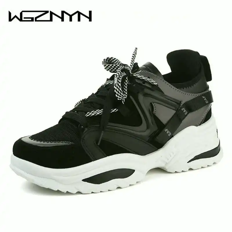

2020 Stylish Shoes Woman Increasing 6CM High Heel Sneakers Women Height Platform Breathable Outdoor Sneakers Walking Girls W6