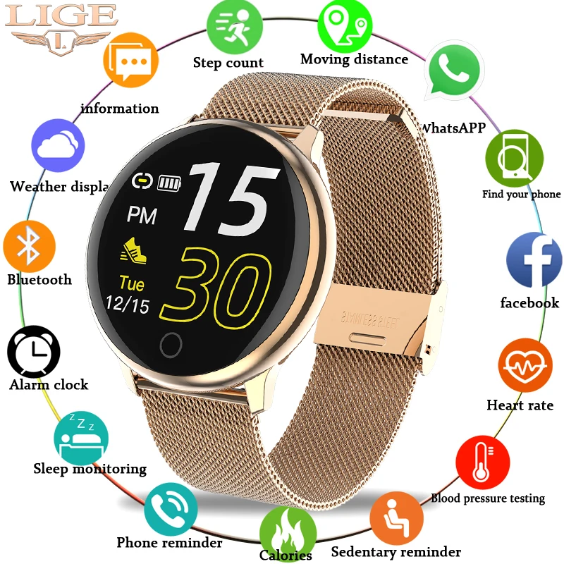 

LIGE Smart Watch Men Sports Watch IP67 Waterproof Fitness Tracker Heart Rate Blood Pressure Detection Pedometer For Android ios