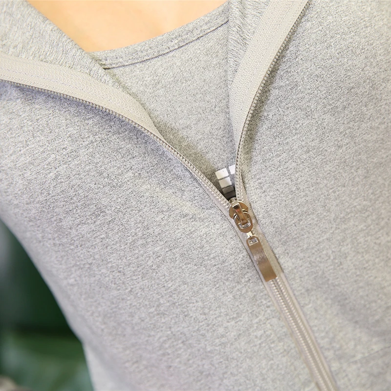 RealLion Yoga Shirt Korean Style Long Sleeve With Zipper Hoodie With Pockets Polyester Fabric Coat Sports Sweater (3)