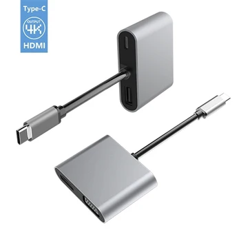 

NEW USB 3.1 Type C 4 in 1 Hub USB-C to HDMI 4K VGA 1080P USB 3.0 Thunderbolt3 USB C 87W PD Charging Hub for MacBook Air Pro 2020