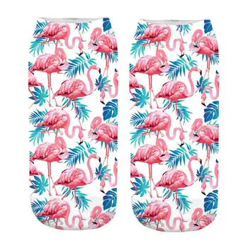 

3D Print Casual Socks Flamingo Women Durable Socks Cute Low Cut Ankle Sock Cartoons Casual Type Teenager Socks 1pair