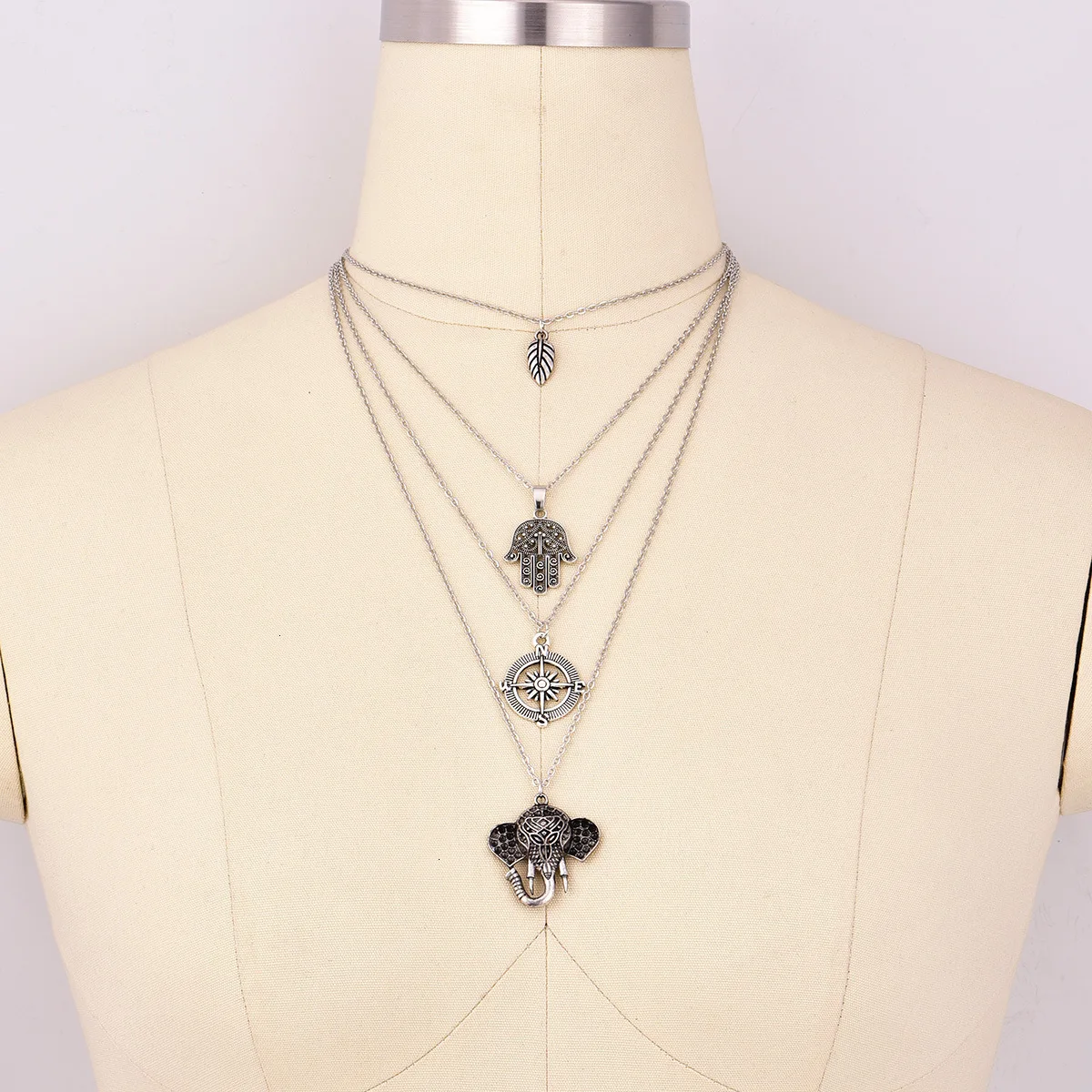 Hosewye Plam Elephant многослойные ожерелья подвески для женщин бижутерия Модное Длинное колье-чокер Femme