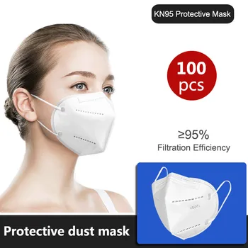 

100pcs FFP2 Filtering Facial Face Masks PM2.5 Dustproof Safety Nonwoven Earloop KN95 Disposable Cover Mouth Dust Mask