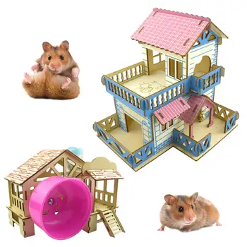 

Pet Bed Hamster House Hideout Hut Double-storey Pet Stairs Tunnel Toy Playground For Small Pet For All Seasons Quick Delivery
