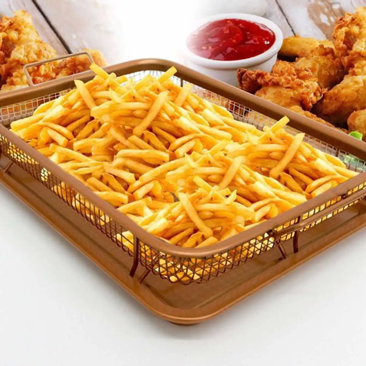 Медный поднос для выпечки стандартная сковорода антипригарные чипсы корзина