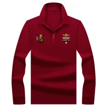 Осенняя брендовая одежда новая мужская рубашка поло мужская повседневная вышитые рубашки поло с длинным рукавом однотонное Мужское поло рубашка