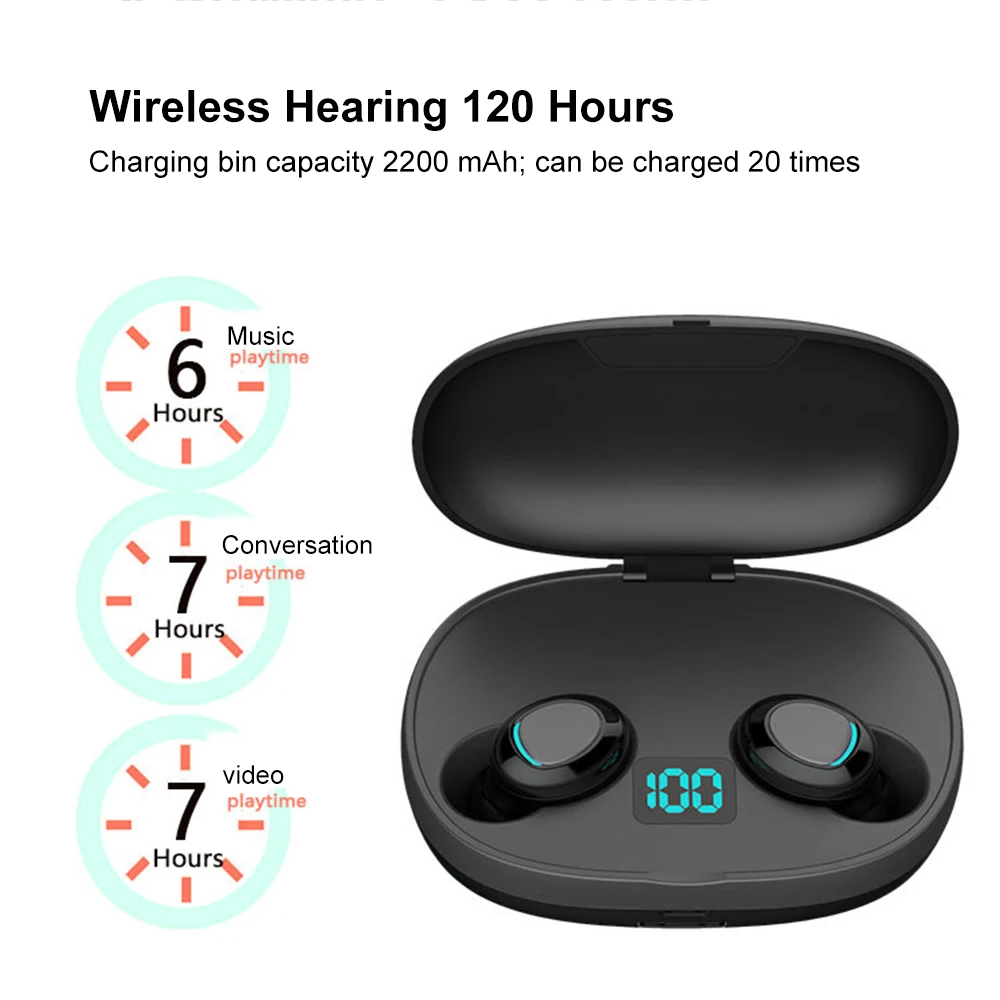 T3S TWS светодиодный дисплей Bluetooth наушники 9D стерео Беспроводная Bluetooth гарнитура шумоподавление наушники с 2200 мАч банк питания