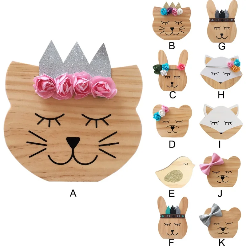Nordic Style Solid Wood Decoration Cartoon Animal Decoration For Children Room Photography Props for Living Room