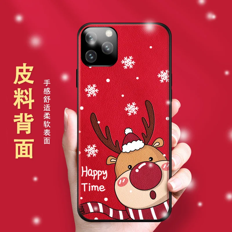 Подходит для iPhone11XsProMax чехол для телефона с рождественским рисунком Кожаный iPhone7 8 plus мультфильм Санта Клаус