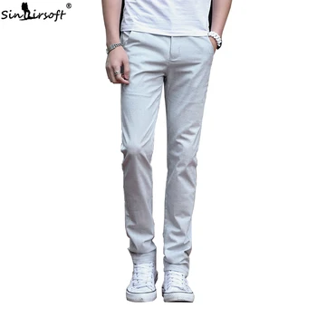 

New Linen Casual Full Length Pants Men's Summer Harlem Breathable Pants Male Skinny Slim Fit Pure Color Straight Trousers Men