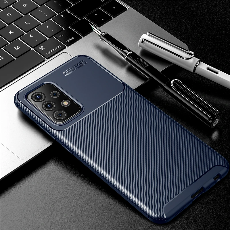 KEYSION Phone Case for Samsung A52S A72 A73 A33 A53 A13 5G Carbon Fiber Texture Shockproof back Cover For Galaxy A12 A22 A82 A32 samsung cases cute