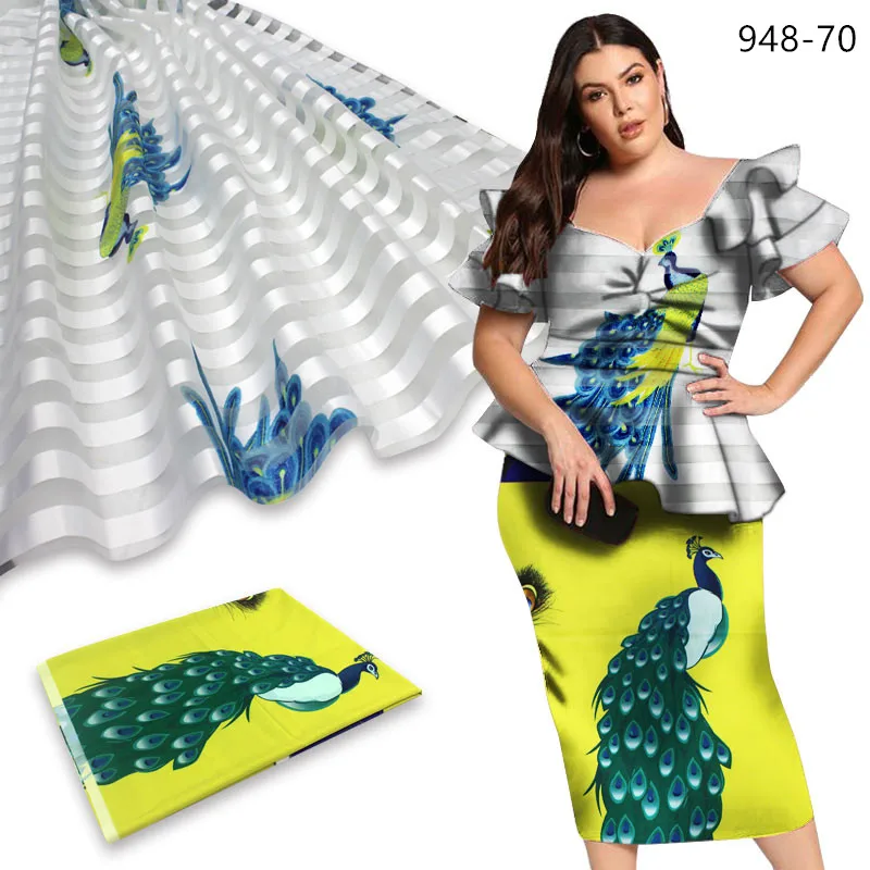 

Latest 2yards chiffon with 4yards silk soft material fabric lady nigerian wedding dress garment ankara real silk printed 948