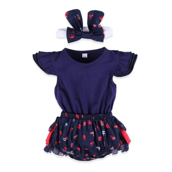 

0-24M Baby girls bodysuit summer clothes infants romper juimpsuit bow-knot headband + heart romper Baby Girl Romper Suits