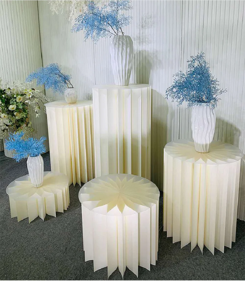 

Wedding Pearl Origami Cylindrical Dessert Table, Folding Roman Column, Table Decoration, Wedding Road Guide, Window Props