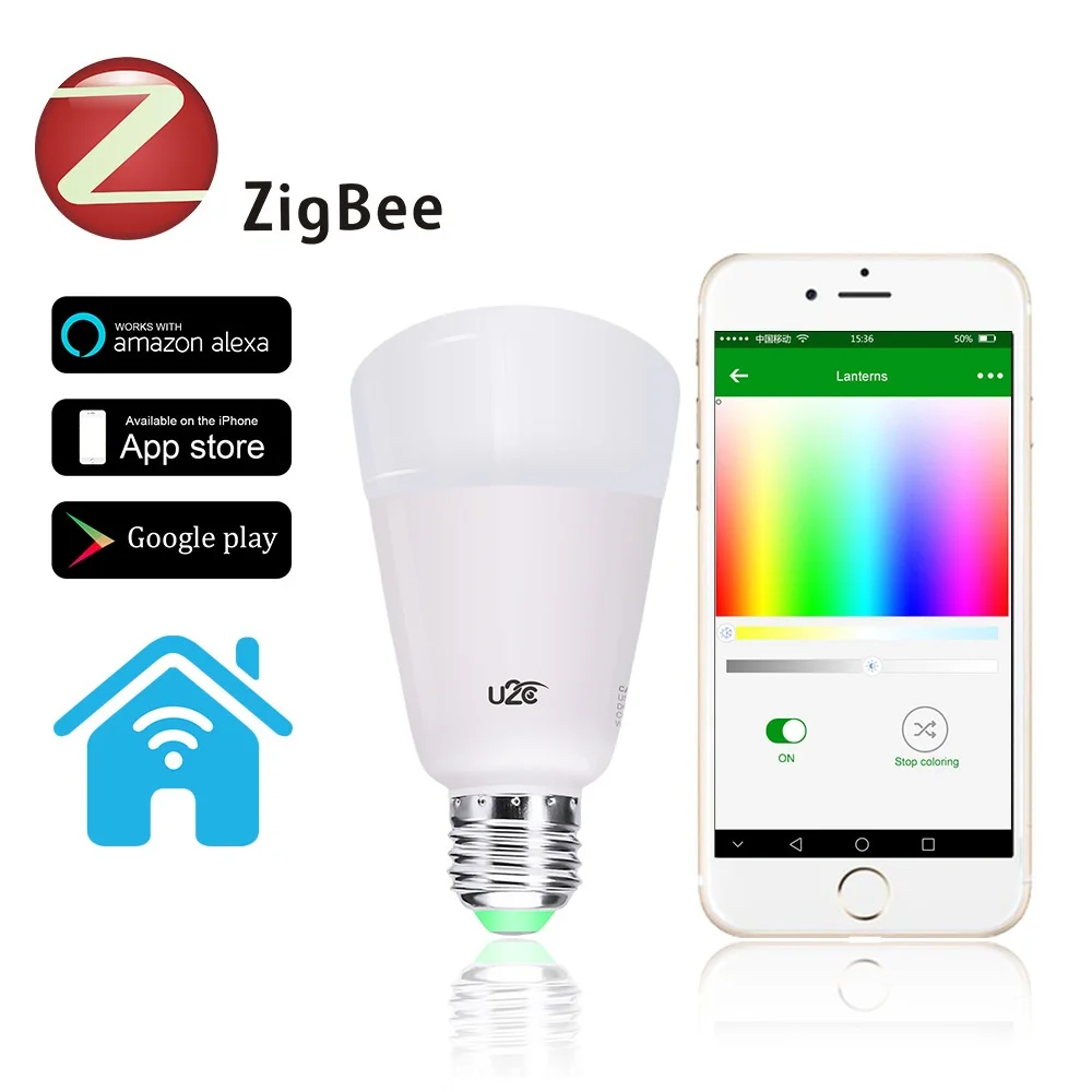 

RGB Smart Bulb ZIGBEE Wireless LED Lamp E27 9W 6500K Multicolored Dimmable Smart Life App Timer Work With Amazon Alexa