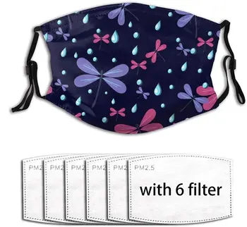 

Color Doodle Dragonflies Dust-Proof Face Mask Windproof Mouth Face Cover Reusable Comfortable Adjustable Protection With Filter
