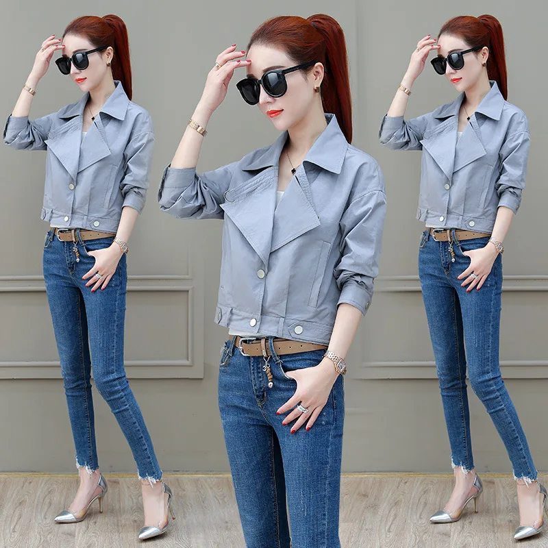 

Jacket WOMEN'S Coat 2019 Spring New Style WOMEN'S Dress Short Fold-down Collar Korean-style Versatile Students Tops
