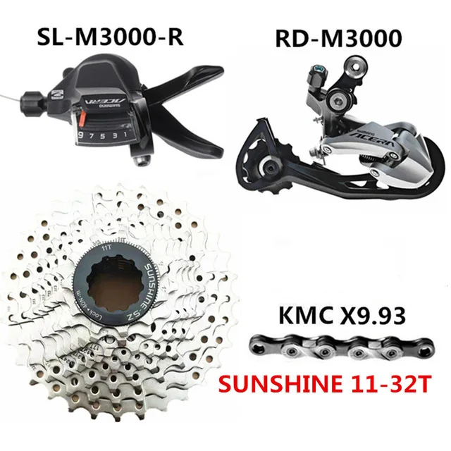 SHIMANO ACERA SL-M3000 относится к 9-27-скорость горный велосипед RD-M3000 солнце 9S маховик KMC X9 переключения комплект - Цвет: Right 32T Kit