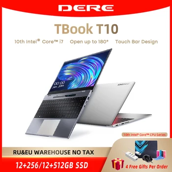 Dere TBook T10 15.6" Intel Core I7-1065G7 Touch Bar Laptops 16GB 512GB SSD Windows 10 FHD Backlit Keyboard 2.4G+5G Wifi Notebook 1