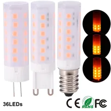 G4 G9 E14 LED Bulb Flickering Flame Corn Light lamp ceramic simulation dynamic Effect AC85~265V DC12V for Holiday Decorative