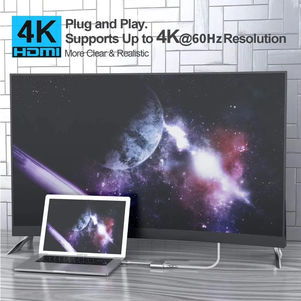 Премиум USB C к VGA HDMI адаптер USB C к HDMI 4K VGA 1080P портативный домашний 4 в 1 Тип C к HDMI VGA адаптер