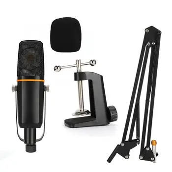 

Studio Condenser Microphone High Output Low Noise for Network Karaoke 16mm Wire with Brakcet Studio Recording Microphone