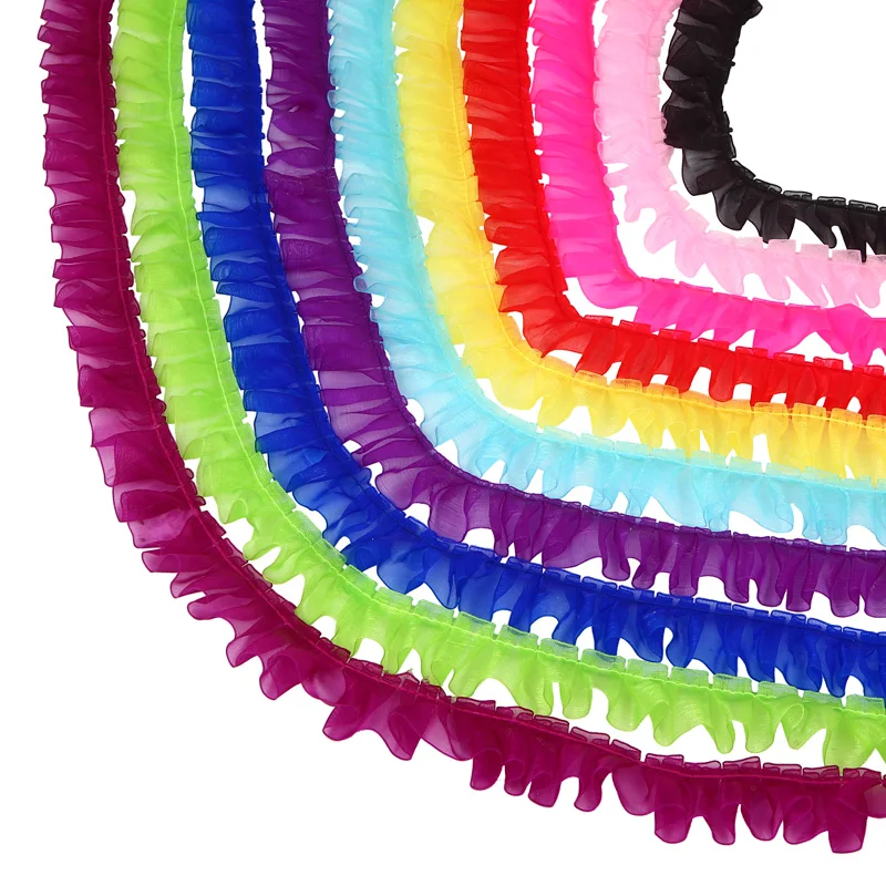 

1M High Quality Flower Lace Fabric Purple Yellow Black White Bridal 2.5cm Lace Ribbon For Dress clothing koronki dentelle L8