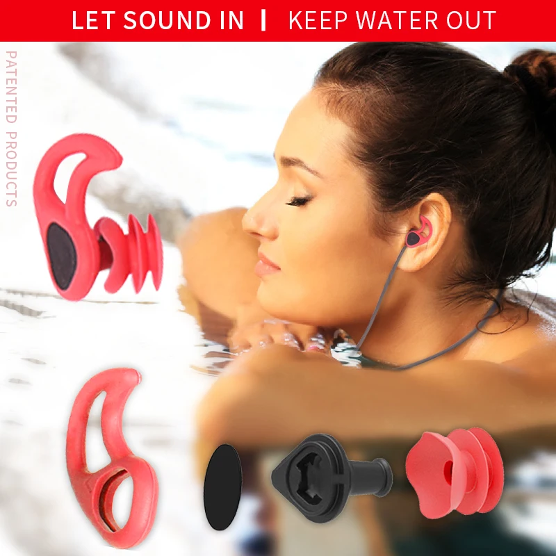 Tapones de silicona suave para los oídos, impermeables, tapones de natación para oídos, buceo, cancelación de ruido, reutilizables, protección auditiva
