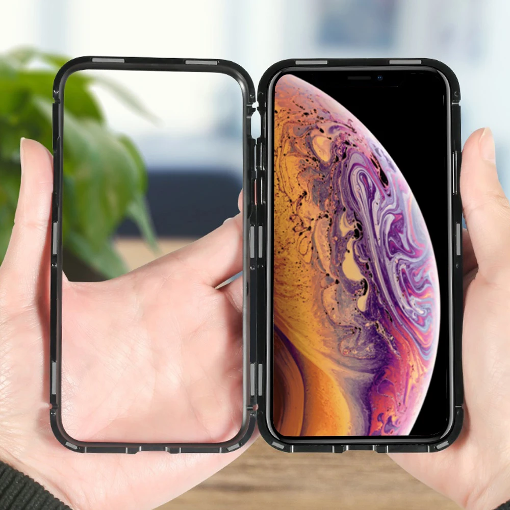 Чехол для телефона iPhone XR Магнитный адсорбционный прозрачный закаленное стекло красный прозрачный для iPhone XR чехол
