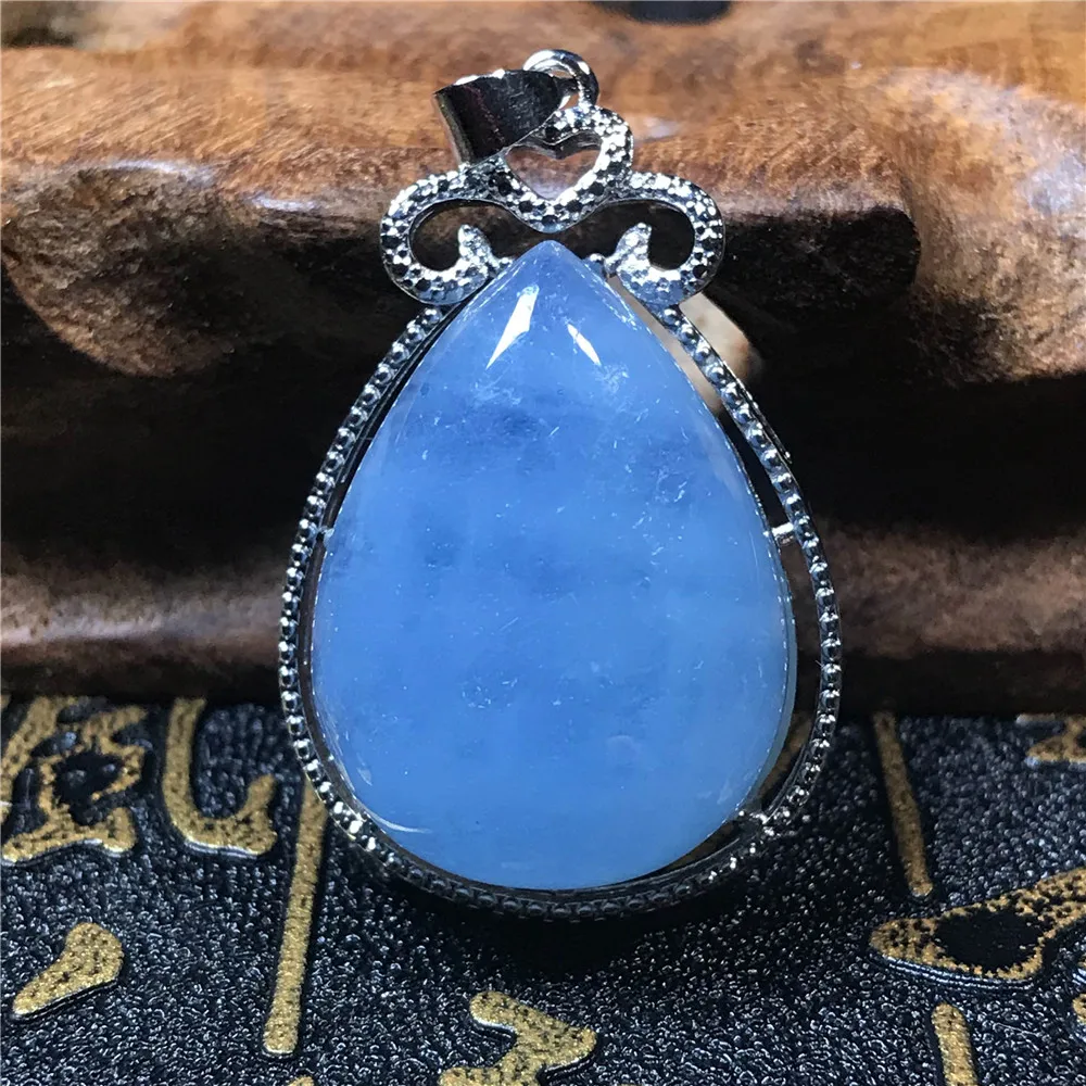 Натуральный Синий аквамарин кулон для женщин леди кристалл капли воды 36x23x11 мм бусины натуральный камень ожерелье кулон ювелирные изделия AAAAA