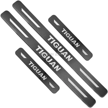 

For Volkswagen Vw Tiguan II MK2 2016 2017 2018 2019 2020 Carbon Door Sill Scuff Plate Protector Trim Guard Pedal Car Accessories