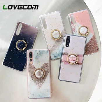 

Geometric Splice Ring Holder Phone Case For Huawei P20 P30 Lite Case For Samsung Note 10 S9 S10 Plus Soft Epoxy Phone Back Cover