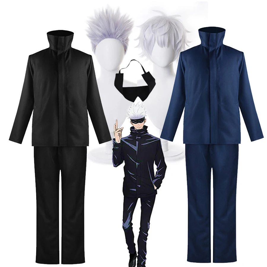 

Anime Jujutsu Kaisen Gojo Satoru Cosplay Costumes Short Wig Hair Tops Pants Uniform Suits Halloween Party Costume Outfits