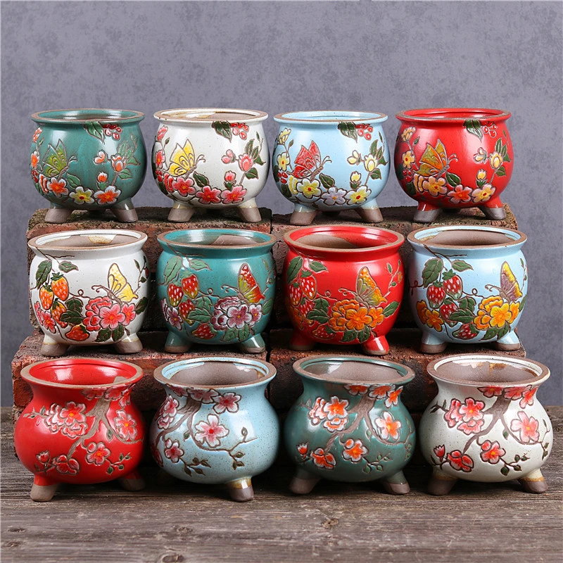 盆栽植木鉢セラミックラウンド多肉植物ポット緑植木鉢流域屋内装飾バルコニーの装飾 フラワーポット プランター Aliexpress